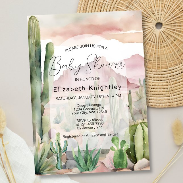 Invitación Boho Modern Desert Nature Cactus Baby Shower (Subido por el creador)