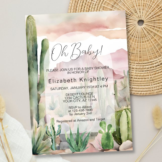 Invitación Boho Modern Desert Nature Cactus Baby Shower (Subido por el creador)