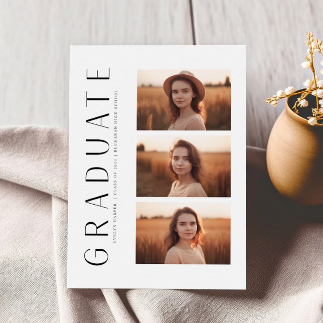Invitación Boho Modern Elegant 4 Photo Graduation Party (Subido por el creador)