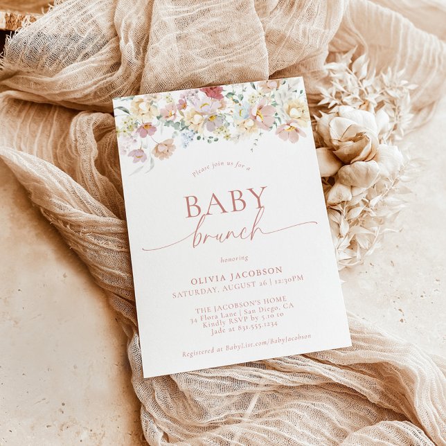 Invitación Boho Modern Floral Baby Shower | Chica Baby Brunch (Subido por el creador)