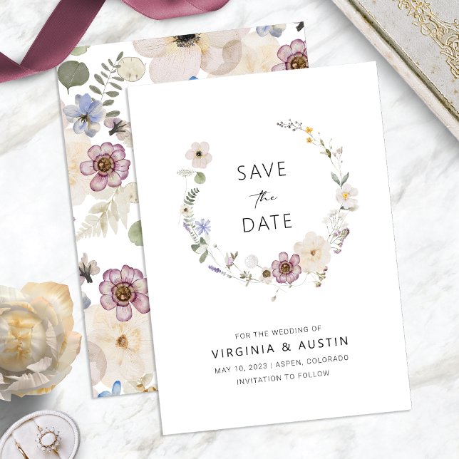 Invitación Boho Modern Guardar la Fecha (Boho Modern Floral Save The Date Invitation by Painted Paperie)