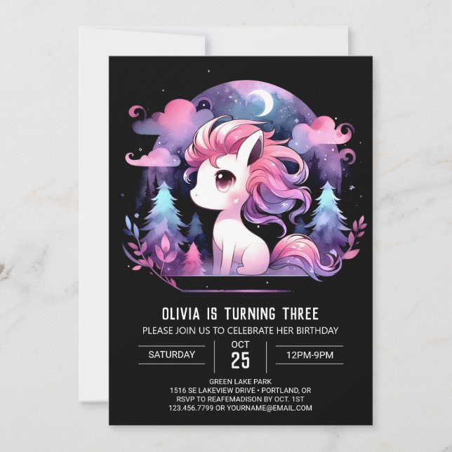 Invitación Boho Modern Horse Birthday (Anverso)