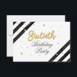 Invitación Boho moderno 60 cumpleaños<br><div class="desc">Invitación a la fiesta de cumpleaños número 60 de los blancos negros modernos. Envíe las invitaciones para el próximo fiesta de hitos con nuestra Invitación a la franja blanca elegante de cumpleaños número 60. Con una hermosa coloración de acuarela botánica. Personalice completamente esta tarjeta con los detalles del fiesta haciendo...</div>