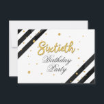 Invitación Boho moderno 60 cumpleaños<br><div class="desc">Invitación a la fiesta de cumpleaños número 60 de los blancos negros modernos. Envíe las invitaciones para el próximo fiesta de hitos con nuestra Invitación a la franja blanca elegante de cumpleaños número 60. Con una hermosa coloración de acuarela botánica. Personalice completamente esta tarjeta con los detalles del fiesta haciendo...</div>