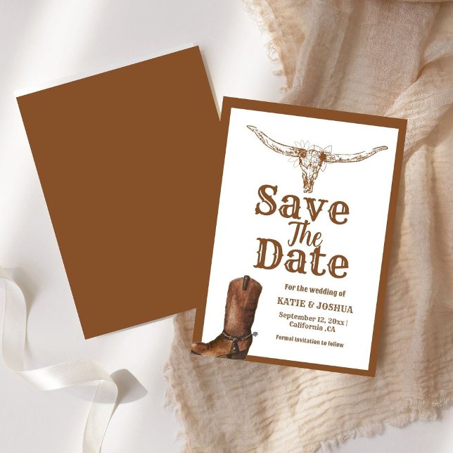 Invitación Boho moderno Boho Occidental Cowboy Wedding Salva  (Subido por el creador)