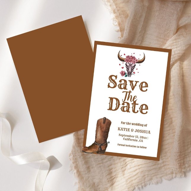 Invitación Boho moderno Boho Occidental Cowboy Wedding Salva  (Subido por el creador)