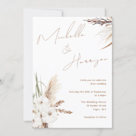 Invitación Boho moderno Boho White Floral Spring Wedding