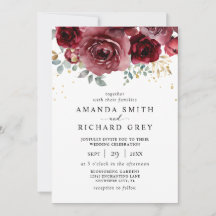 Boho moderno Borgoña rojo y Boda floral dorado