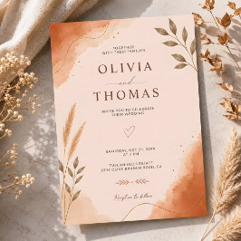 Invitación Boho Moderno Botánico Elegante Terracota Boda