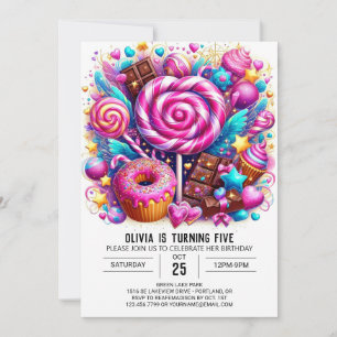 Invitación Boho moderno Candyland Cumpleaños Digital