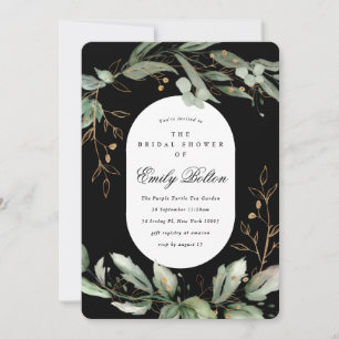 Invitación Boho Moderno Elegante Oro Eucalyptus Pampas Ducha