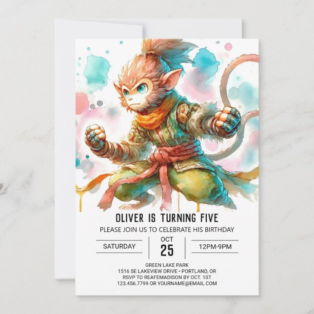 Invitación Boho Monkey Cumpleaños (Anverso)