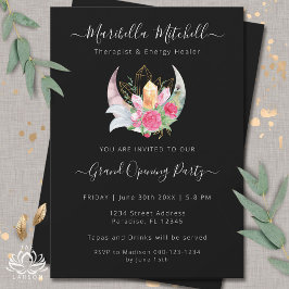 Invitación Boho Moon Crystals Feathers Flowers Business Event