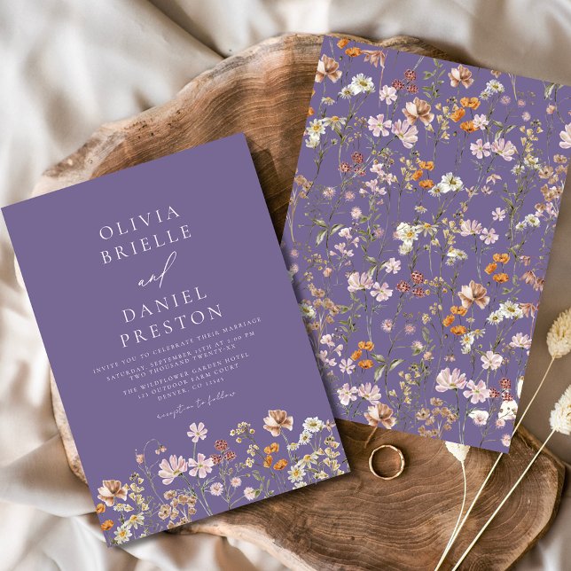 Invitación Boho Morado de la Boda del Jardín de Flores Silves (Subido por el creador)