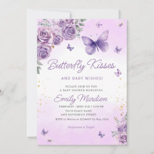 Invitación Boho Morple Butterfly Floral Baby Girl Baby Shower
