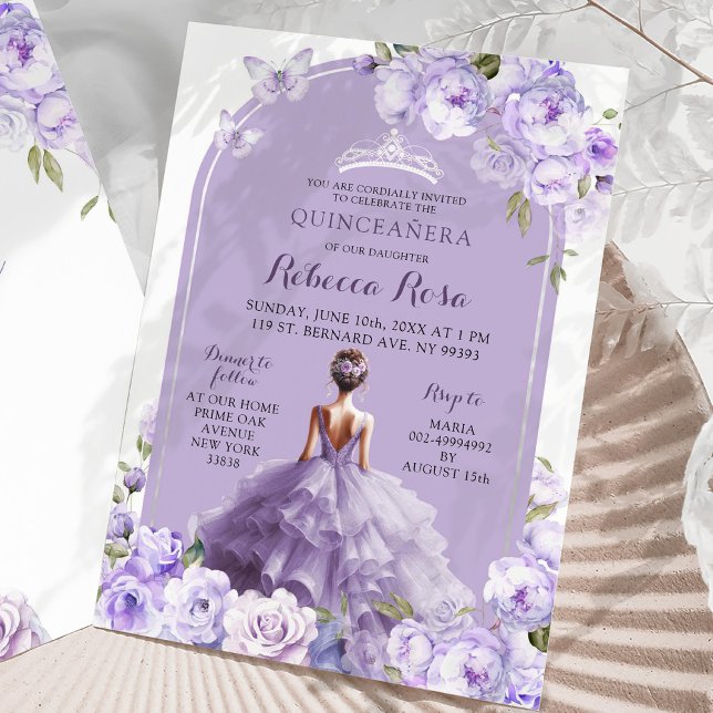 Invitación Boho Morple Silver Magical Garden Floral 15 Años (Subido por el creador)