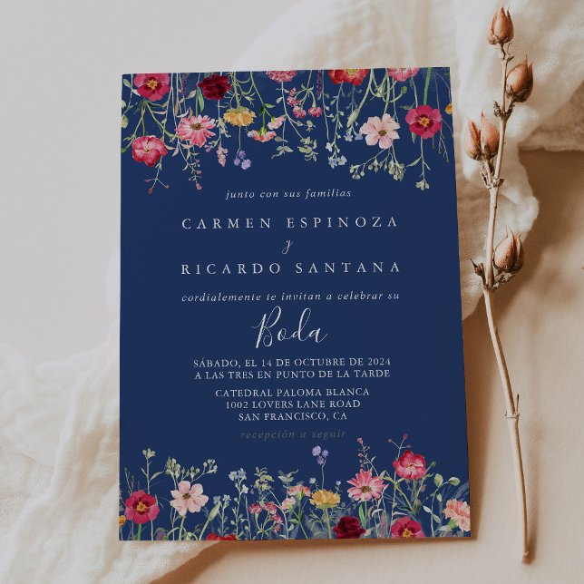 Invitación Boho Multicolor Flor silvestre Boda español (Subido por el creador)