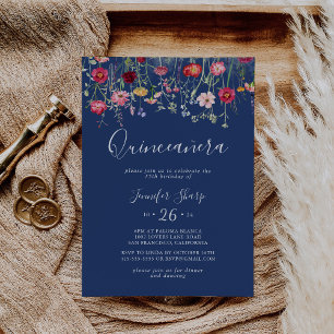 Invitación Boho Multicolor Flor silvestre Quinceañera