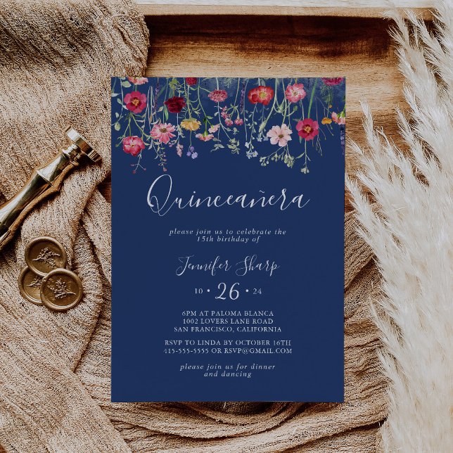 Invitación Boho Multicolor Flor silvestre Quinceañera (Subido por el creador)