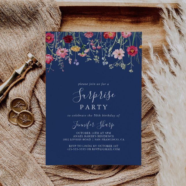 Invitación Boho Multicolor Wildflower Surprise Fiesta (Subido por el creador)