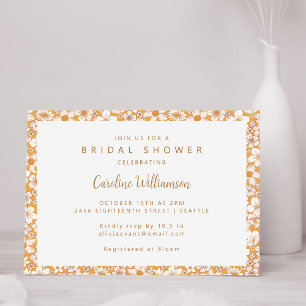 Invitación Boho Mustard Yellow Spring Floral Bridal Shower