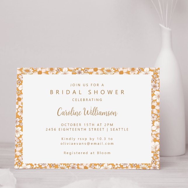 Invitación Boho Mustard Yellow Spring Floral Bridal Shower (Subido por el creador)