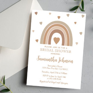 Invitación Boho Muted Rainbow Bridal Shower Invitation