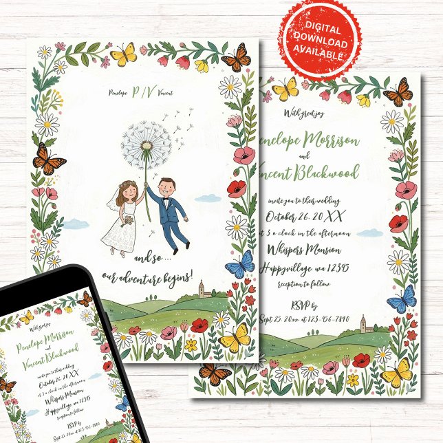Invitación Boho Naive Art Couple Style Wedding (Subido por el creador)