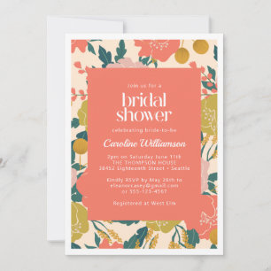 Invitación Boho Naranja Amarillo Flores Botánicas Ducha de No