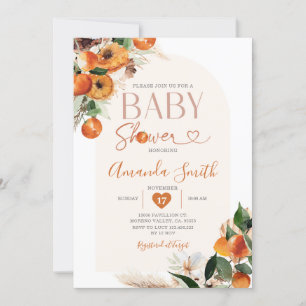 Invitación Boho Naranja Baby Shower Summer Tropical Floral