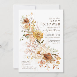 Invitación Boho Naranja Burnt Butterscotch Flower Baby Shower
