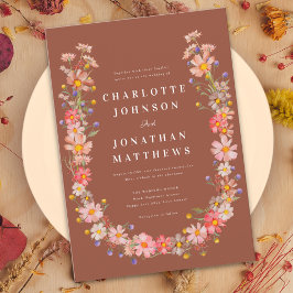 Invitación Boho Naranja de Flor Silvestre - Boda Caída