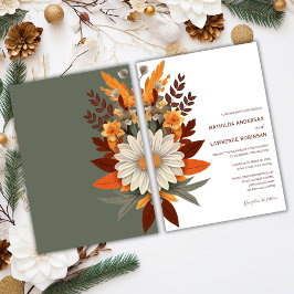 Invitación Boho Naranja quemado Sage Floral Fall Wedding