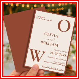 Invitación Boho Naranja quemado Terracotta Rustic Boda