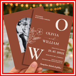 Invitación Boho Naranja quemado Terracotta Rustic Boda