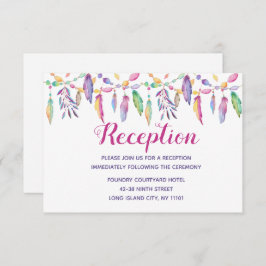 Invitación Boho Nativo Americano Pluma Morada Boda India