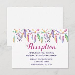 Invitación Boho Nativo Americano Pluma Púrpura Boda India