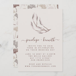 Invitación Boho Naturaleza Borgoña y Boda Botánico Taupe