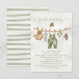 Invitación Boho Nature Baby Shower Clothesline books para beb