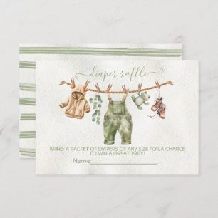 Invitación Boho Nature Baby Shower Clothesline Diaper Raffle