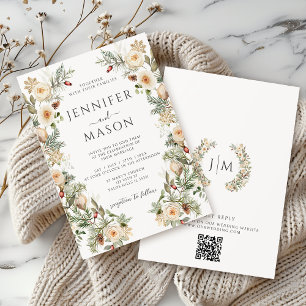 Invitación Boho Navidades de invierno Boda de la corona flora