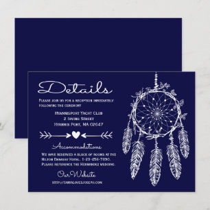 Invitación Boho Navy Blue detalla a Boda tribal soñador