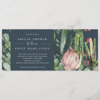 BOHO NAVY PINK FLORAL CACTI FAUNA BRIDAL DUCHA