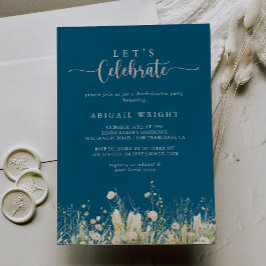 Invitación Boho Navy Wildflower Celebremos al Fiesta