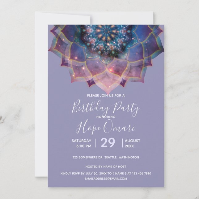 Invitación Boho Nebula Bloom | Diseño de Mandala (Anverso)