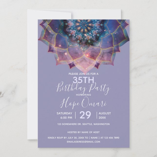 Invitación Boho Nebula Bloom | Diseño Mandala (Anverso)
