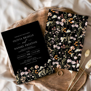 Invitación Boho Negro de la Boda de los Jardínes