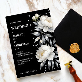 Invitación Boho negro y blanco elegante todo en un boda