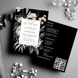 Invitación Boho negro y blanco elegante todo en un boda