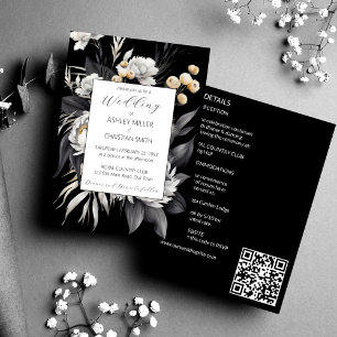 Invitación Boho negro y blanco elegante todo en un boda